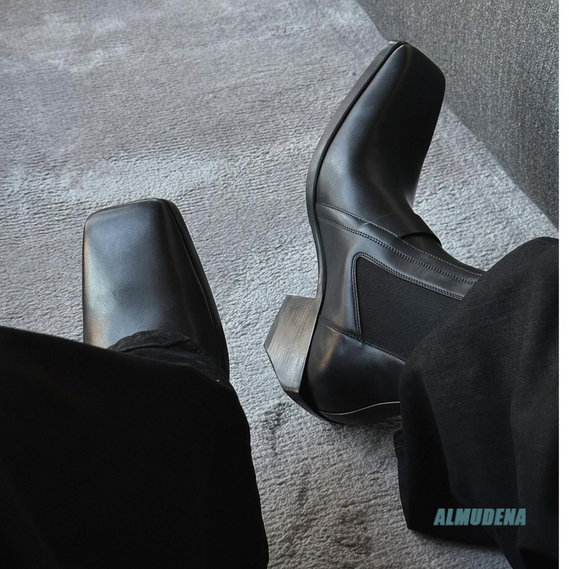 Men'S Formal Style - Botas Chelsea de Cuero Negro para
