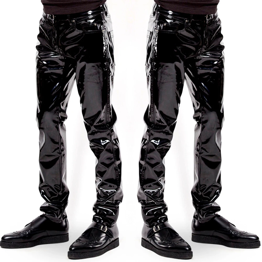 Men'S Gothic Formal Wear - Pantalones de PVC de piel sintética