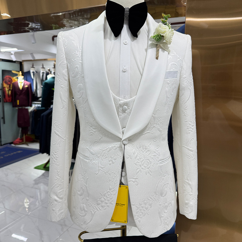 Men Formal Wear Pants - Traje de Boda para Hombre, Blanco,