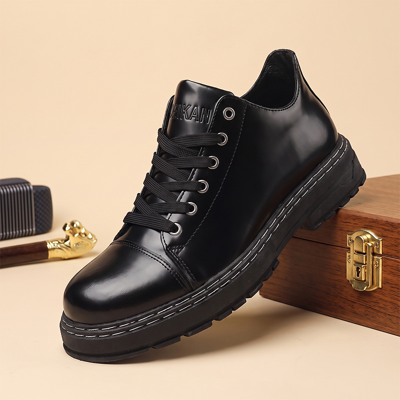 Men'S Formal Wear - Zapatos de cuero con cordones negros