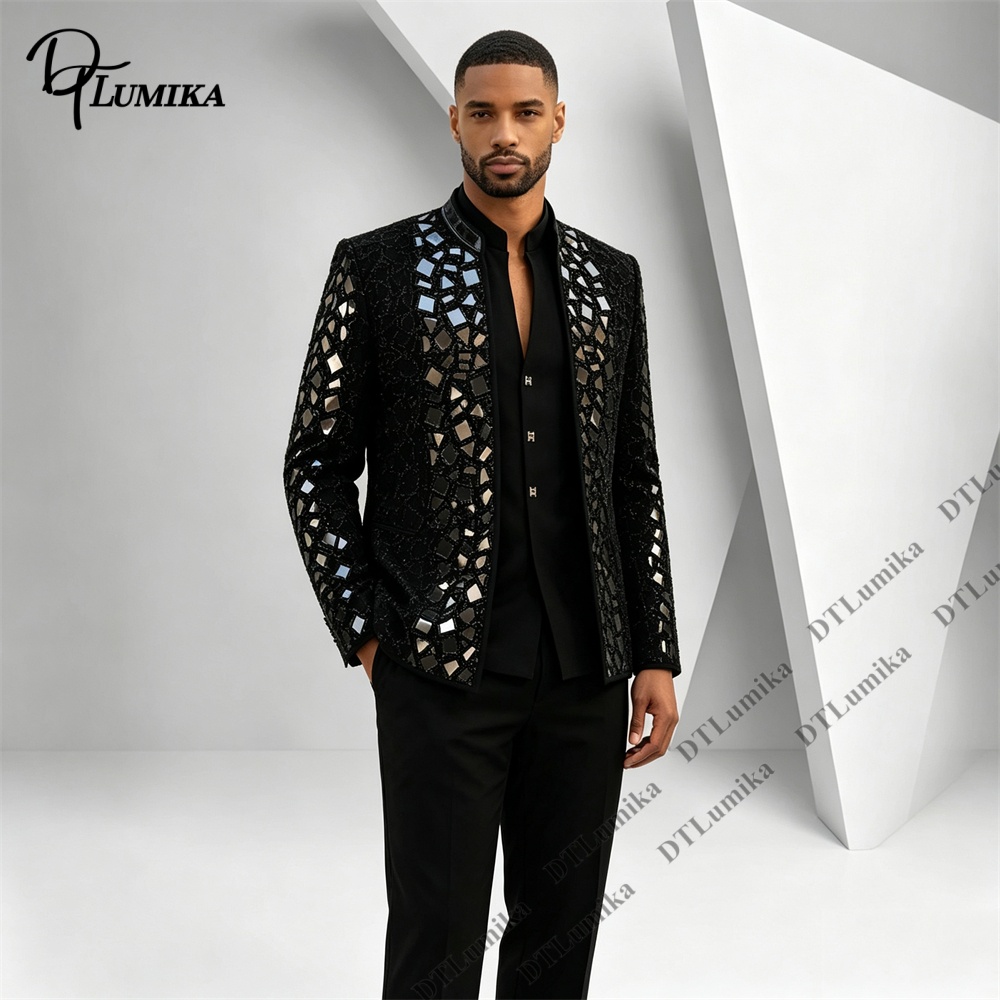 Traje de hombre negro con cuel - Men Formal Wear Pants reseña y precio