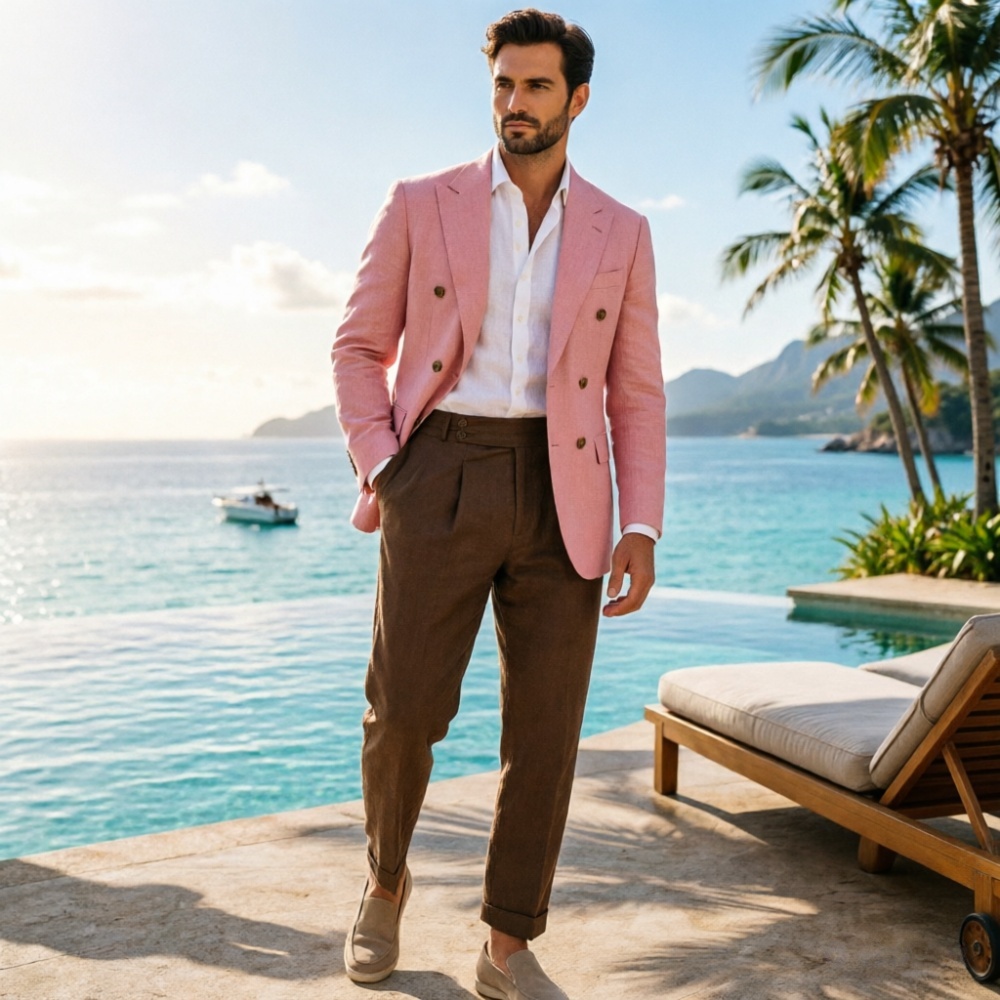 Traje de lino beige de 2 pieza - Men'S Holiday Formal Wear reseña y precio