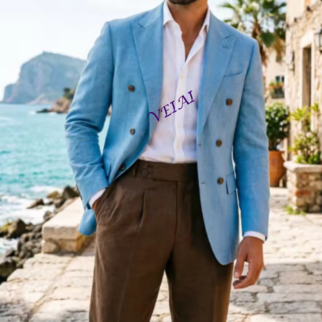 Traje de Lino Beige de Dos Pie - Men'S Holiday Formal Wear reseña y precio